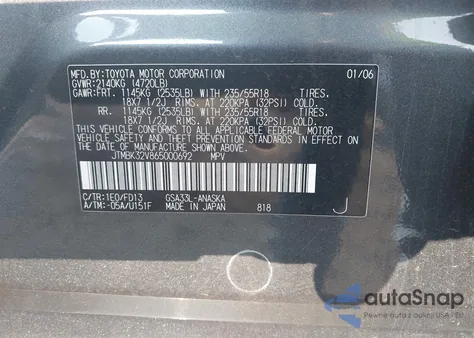 2006 Toyota Rav4 Sport V6 from USA, damaged, VIN JTMBK32V865000692